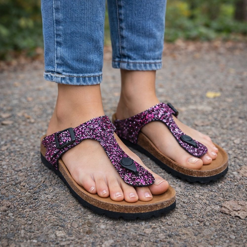 Betula by Birkenstock Gizeh Sandals – Pink Glitter – Size 5